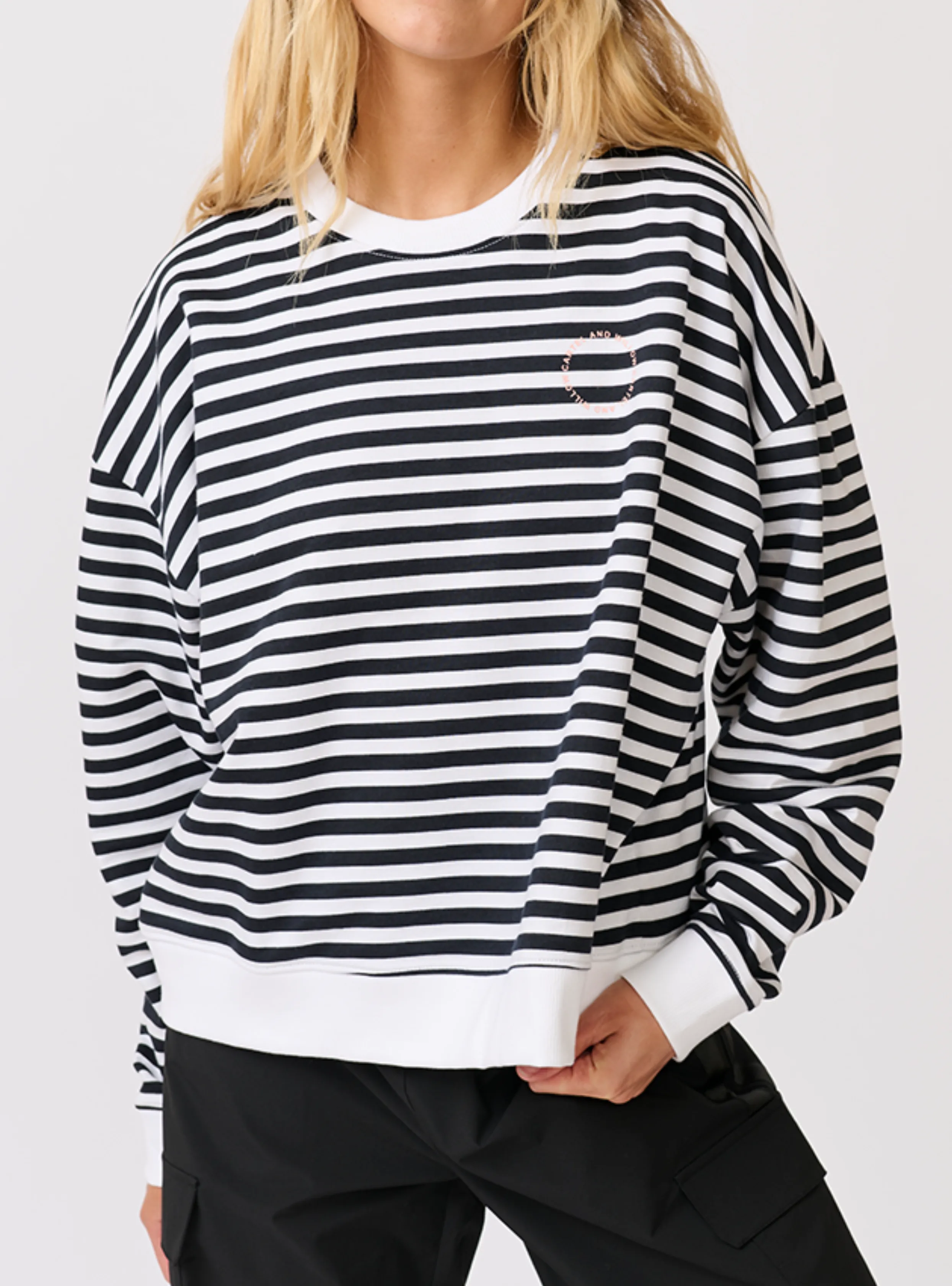 ADA SLIM SWEATER - Black/White Stripe