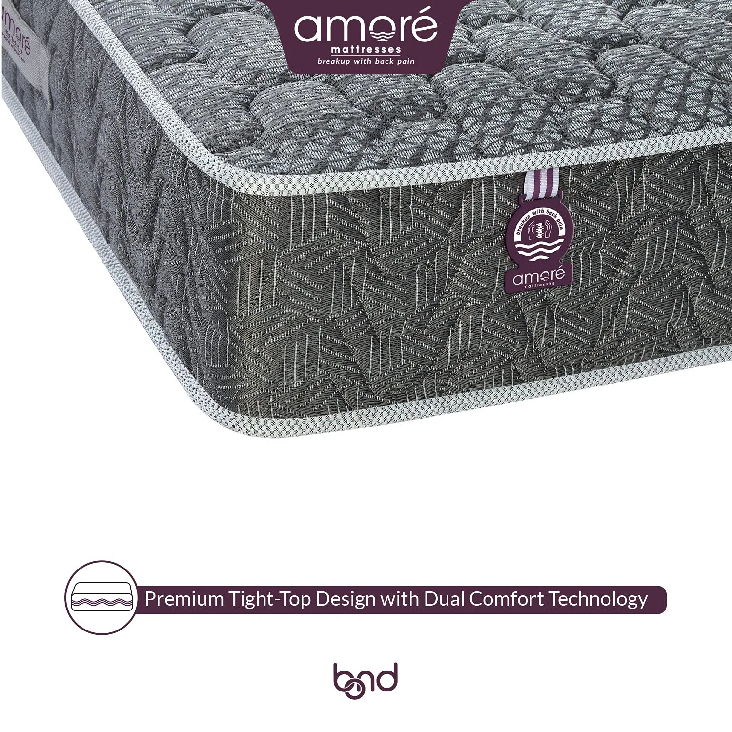 Amore Bond Dual Comfort 5.5 inch High Resilience & Rebonded Foam Orthopedic King Size Mattress (78x72x5.5).