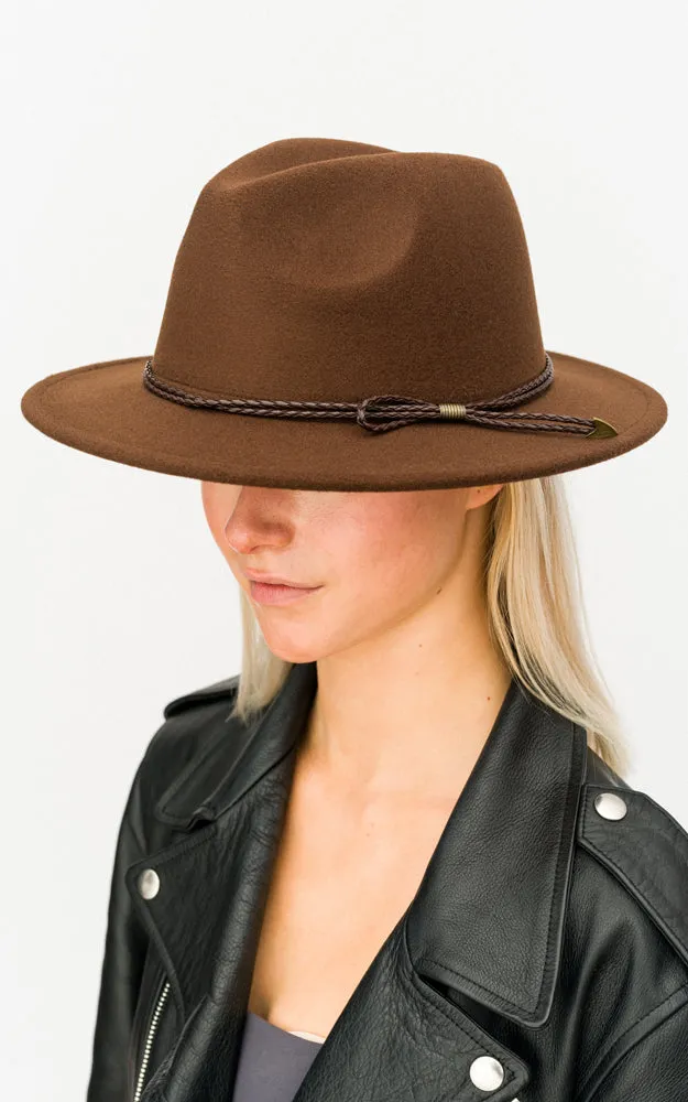 BHAT6044 Faux Wool Adjustable Fedora