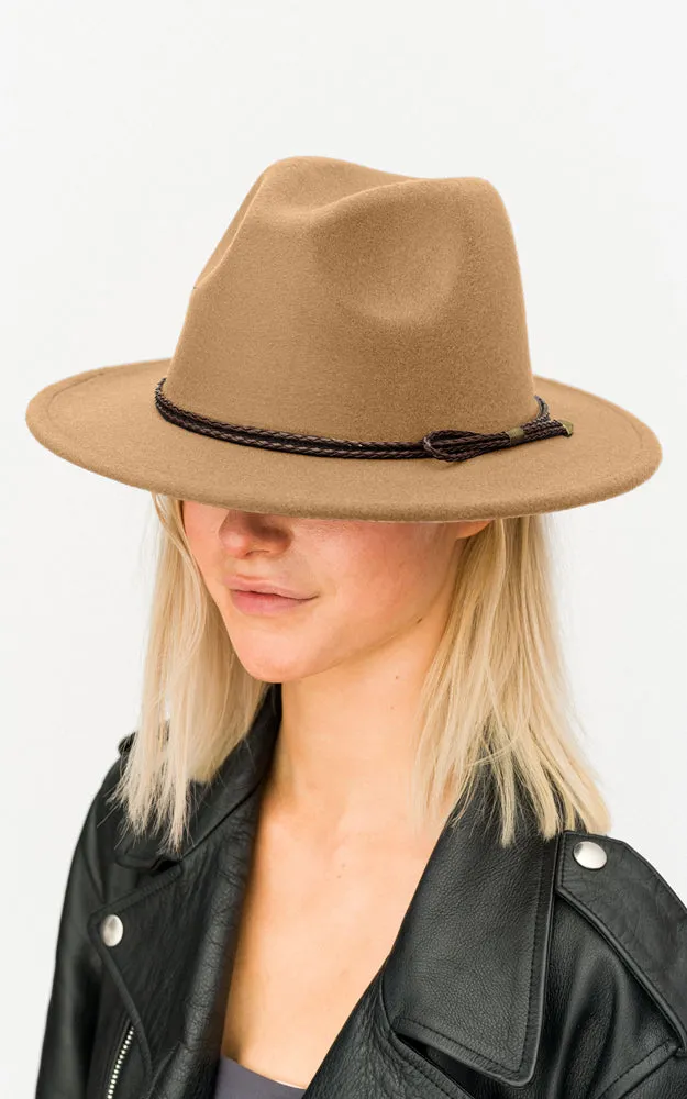 BHAT6044 Faux Wool Adjustable Fedora