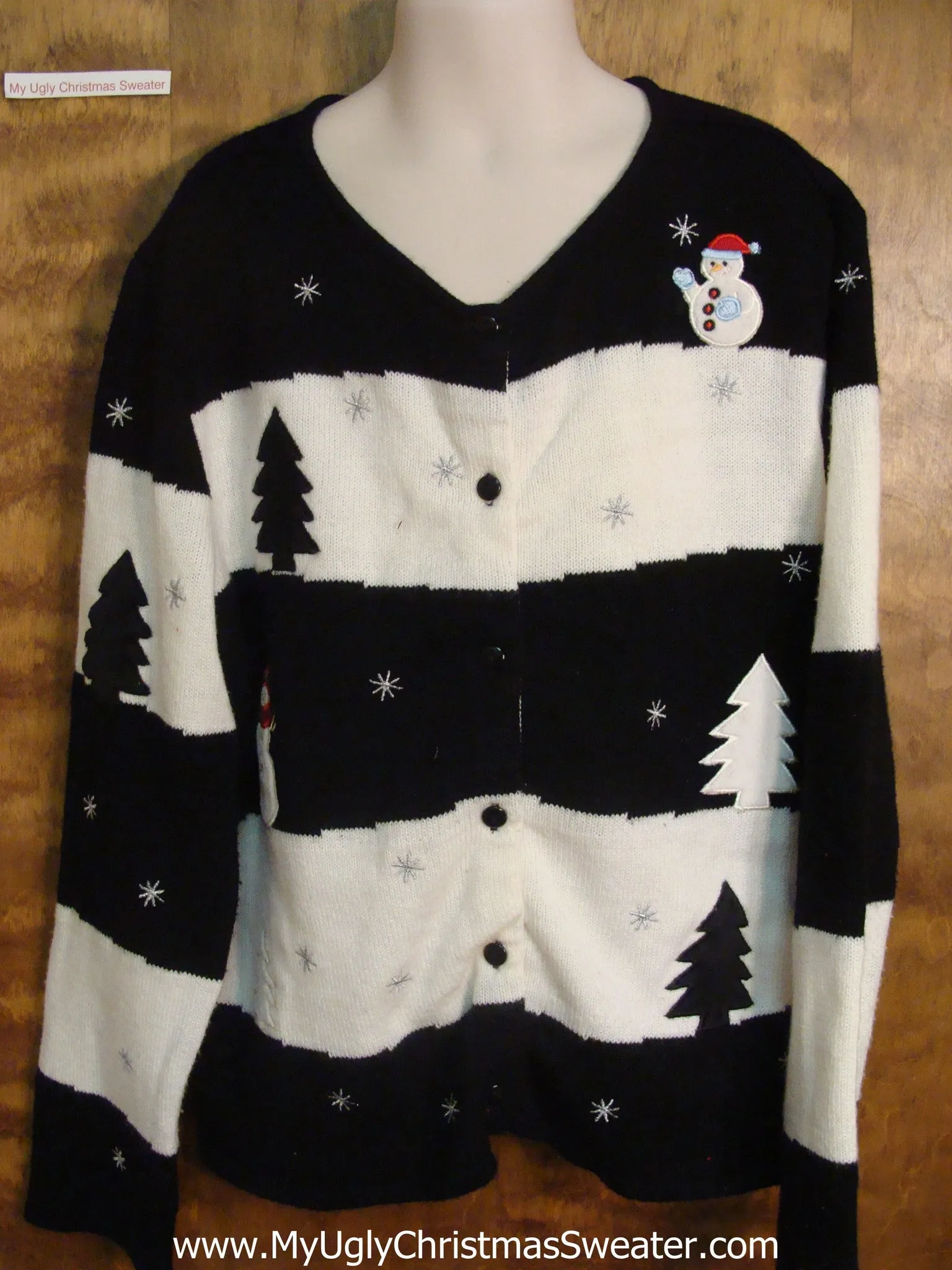 Black and White Striped Child Size Christmas Sweater