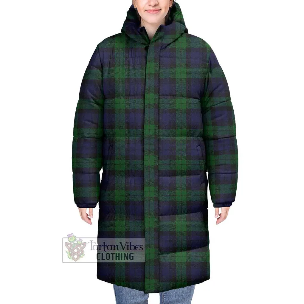 Black Watch Tartan Long Down Jacket