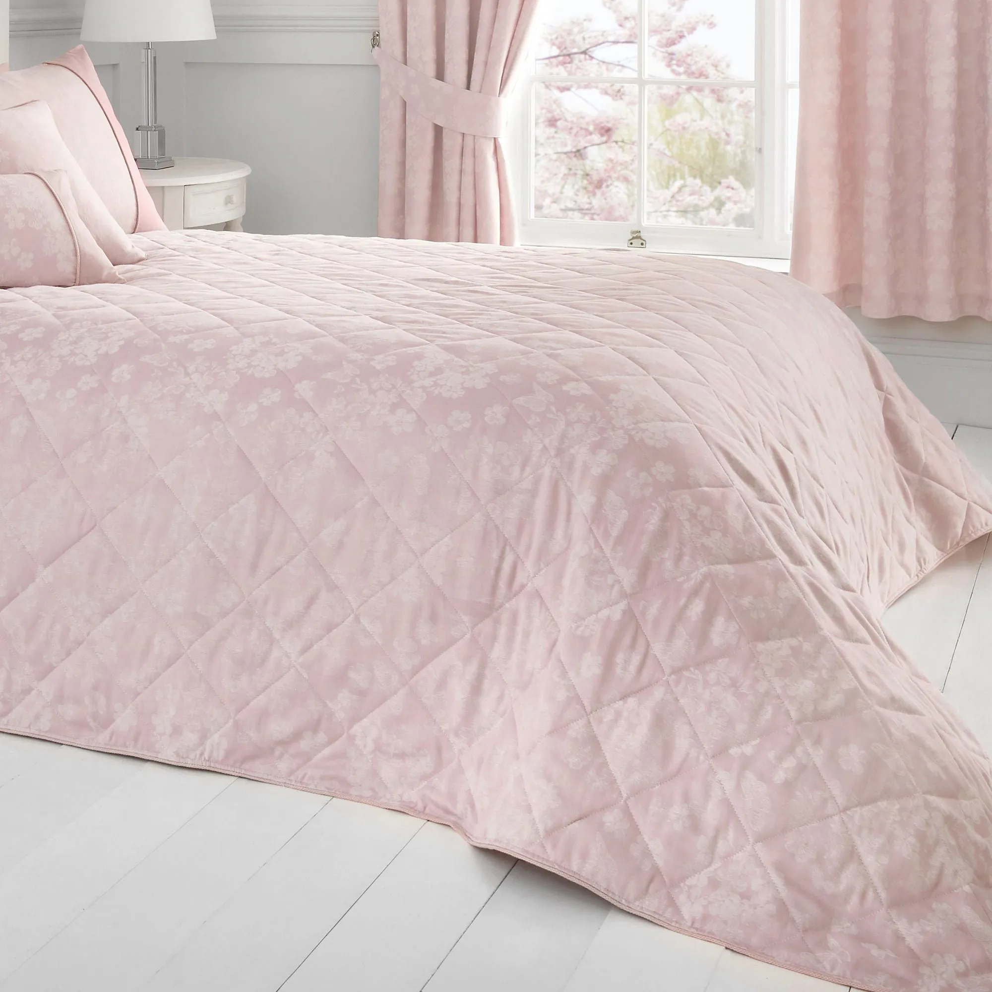 Blossom Bedspread by Dreams & Drapes Woven in Blush 240x220cm