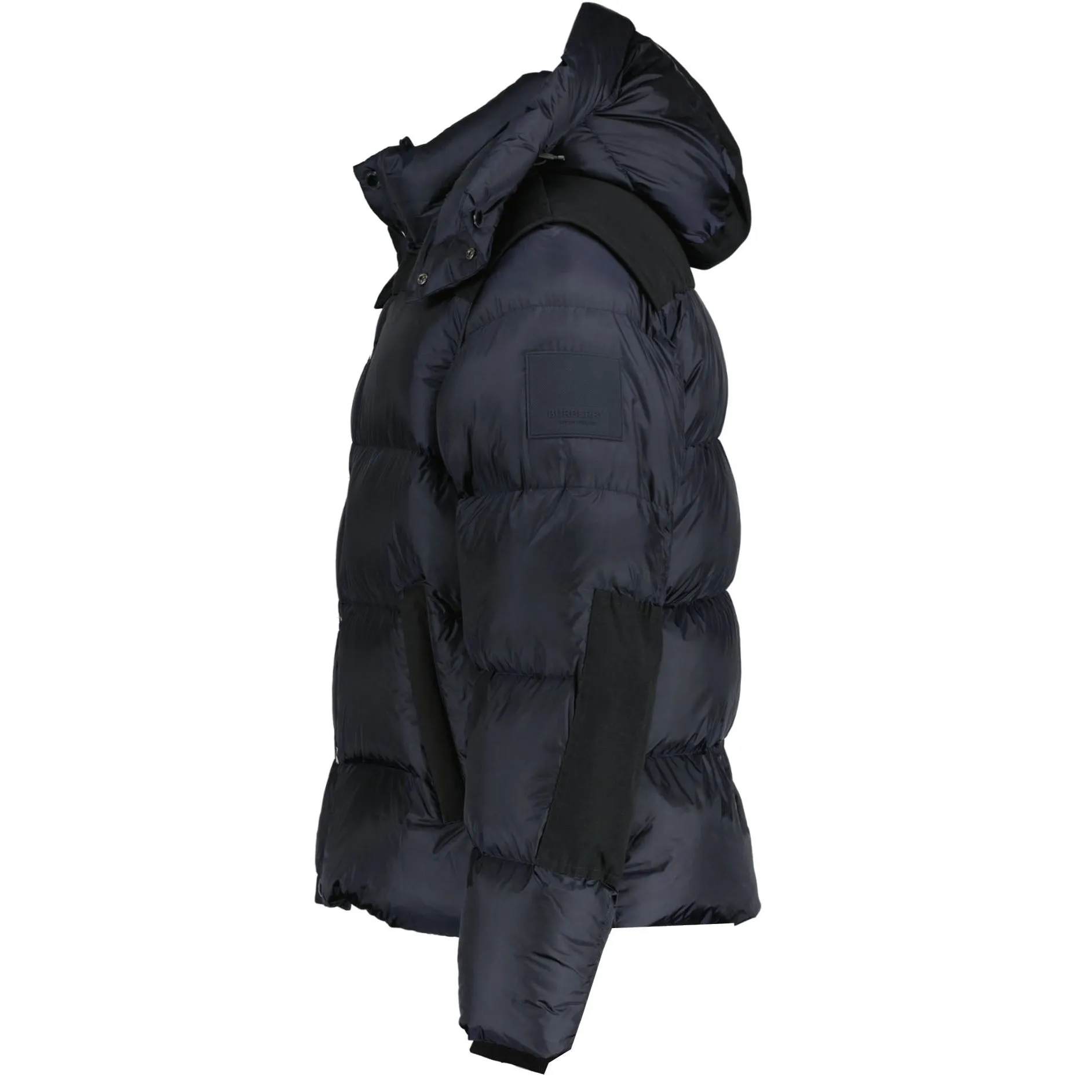 BURBERRY 'LEEDS' HOODED CHECK DOWN JACKET NAVY