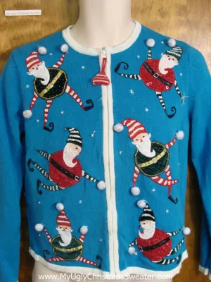 Candy Cane Striped Santas Cheap Christmas Sweater