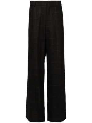 Checker Silk Wool Pants