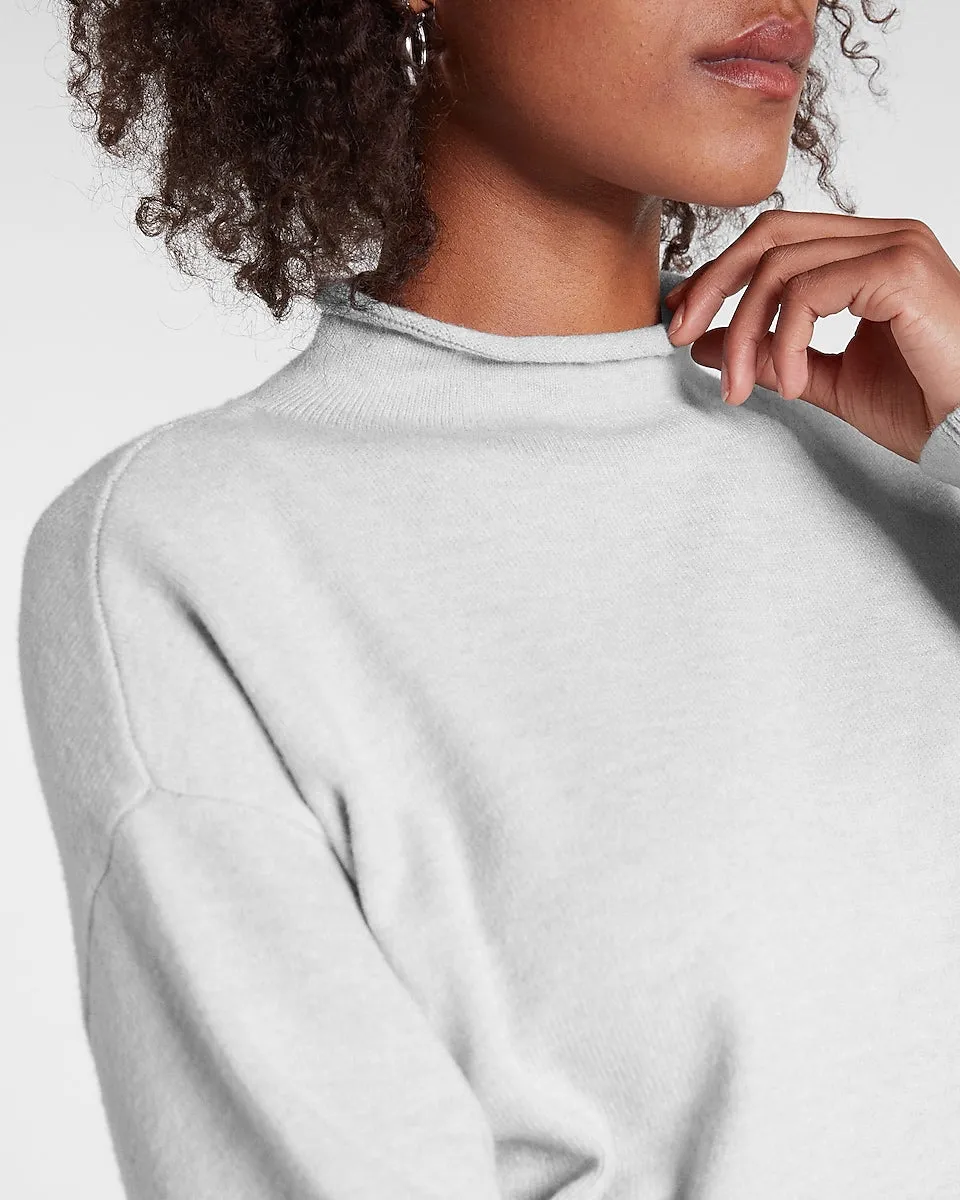 Cozy Mock Neck Sweater in Silver Heather Gray