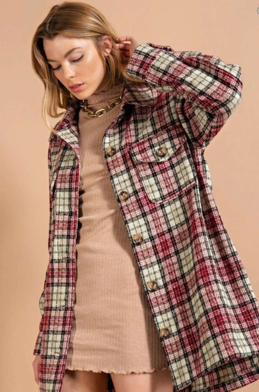 Cranberry Plaid Shacket