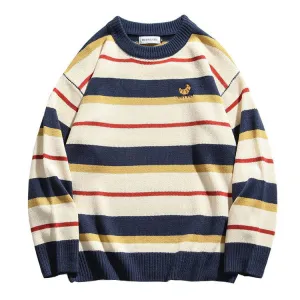 Croissant Embridery Striped Pullover