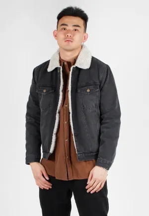 Denim Sherpa Jacket - stone black