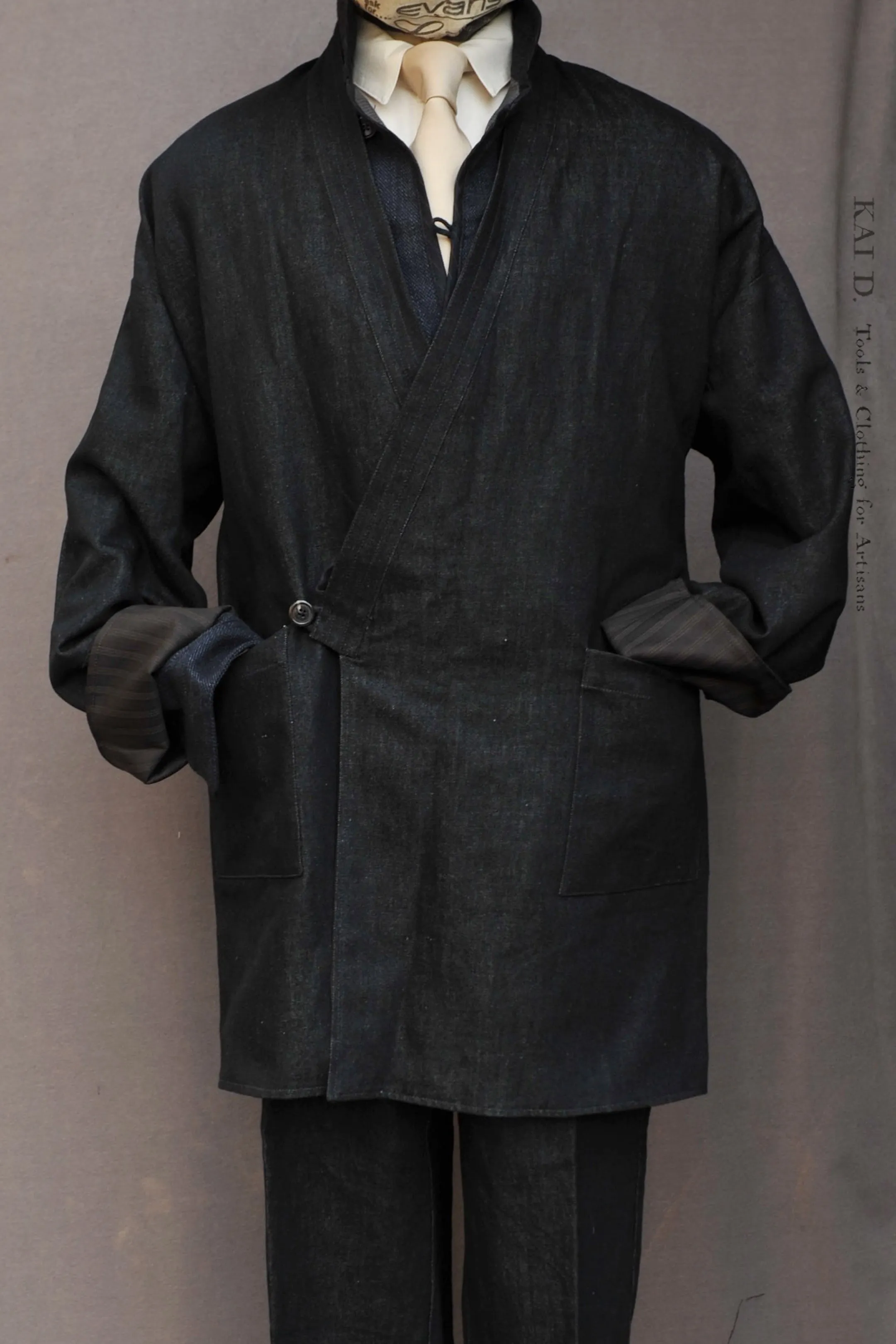 Double Layer Japanese Farmer Coat - Soft Denim - M (NO RETURN)