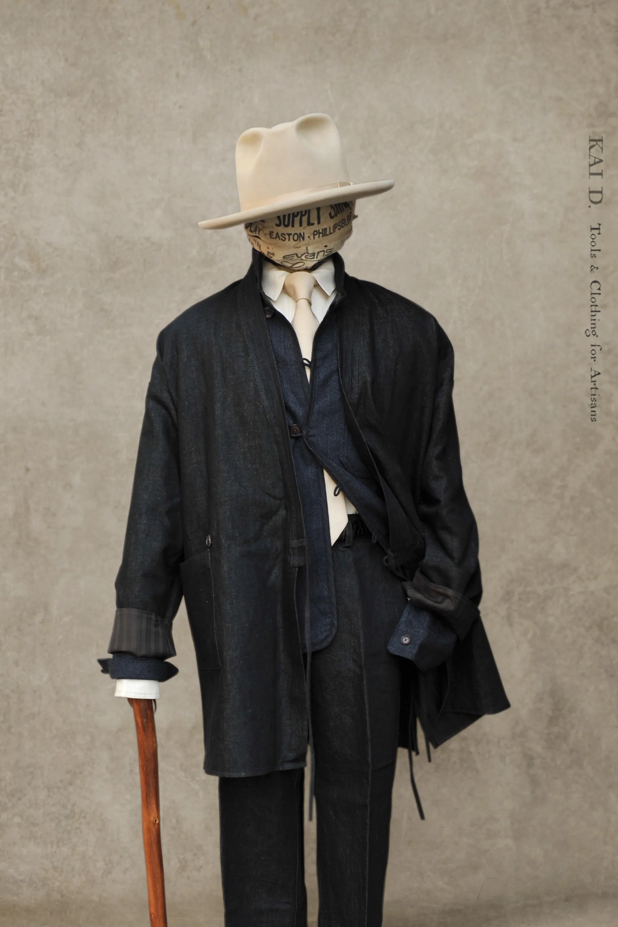 Double Layer Japanese Farmer Coat - Soft Denim - M (NO RETURN)