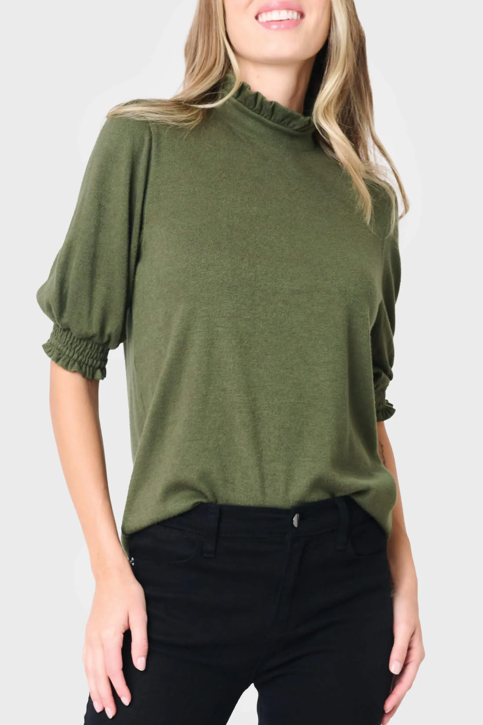 Feminine Mock Neck Luxe Sweater