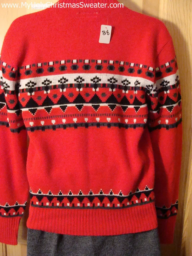 Hottie Guy Tacky Ugly Christmas Mens Sweater Dangling Fringe & 3D Ornaments (b8)