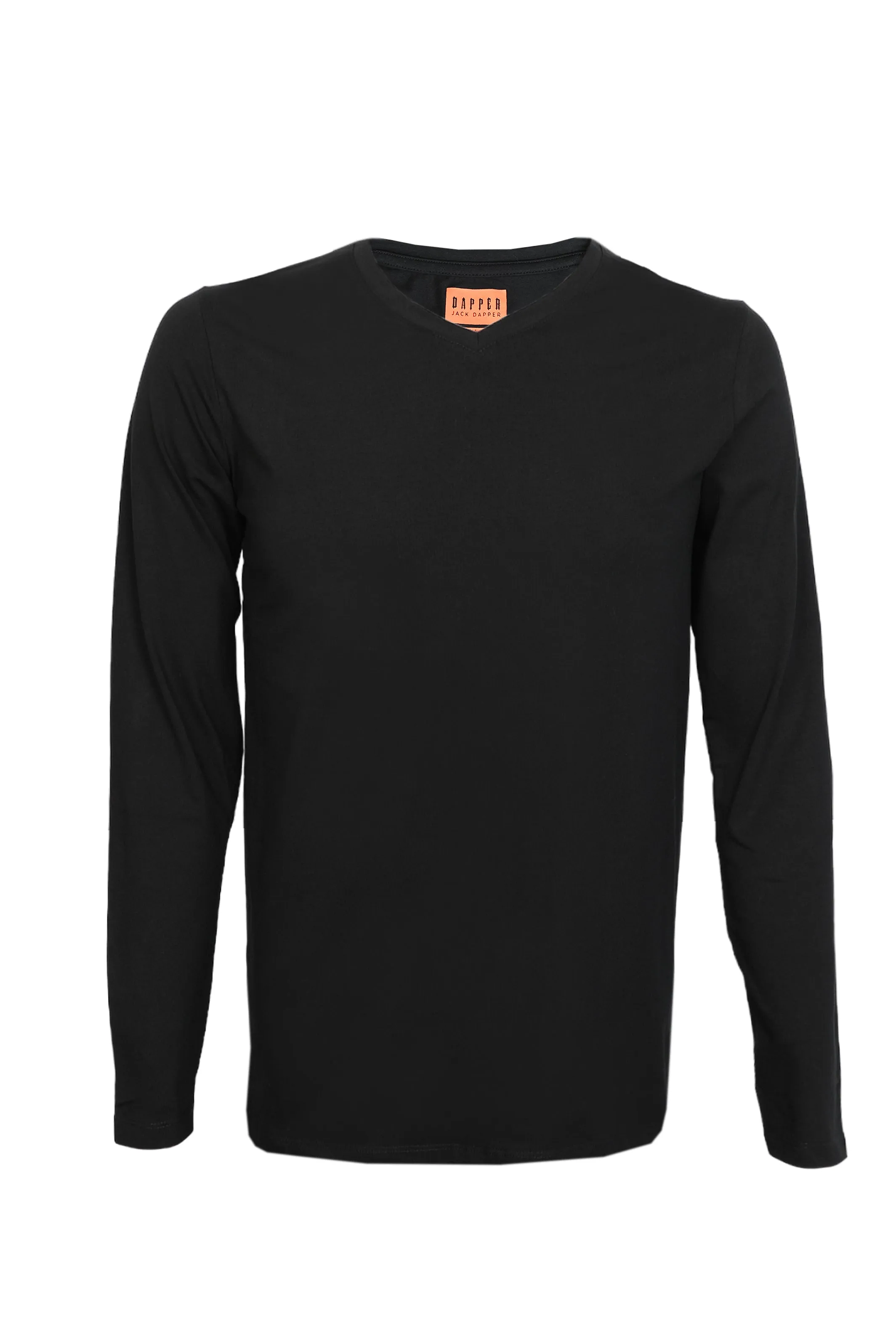 Jack Dapper Long Sleeved Black Basic V-Neck