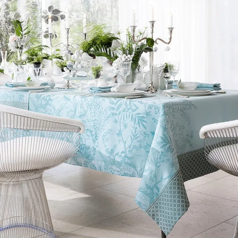 Jardin d'eden blue tablecloth by le jacquard français