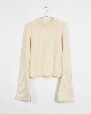 Jil Sander chunky rib maxi sleeve jumper, cream, 8