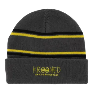 Krooked Eyes Beanie Charcoal/Yellow/Black