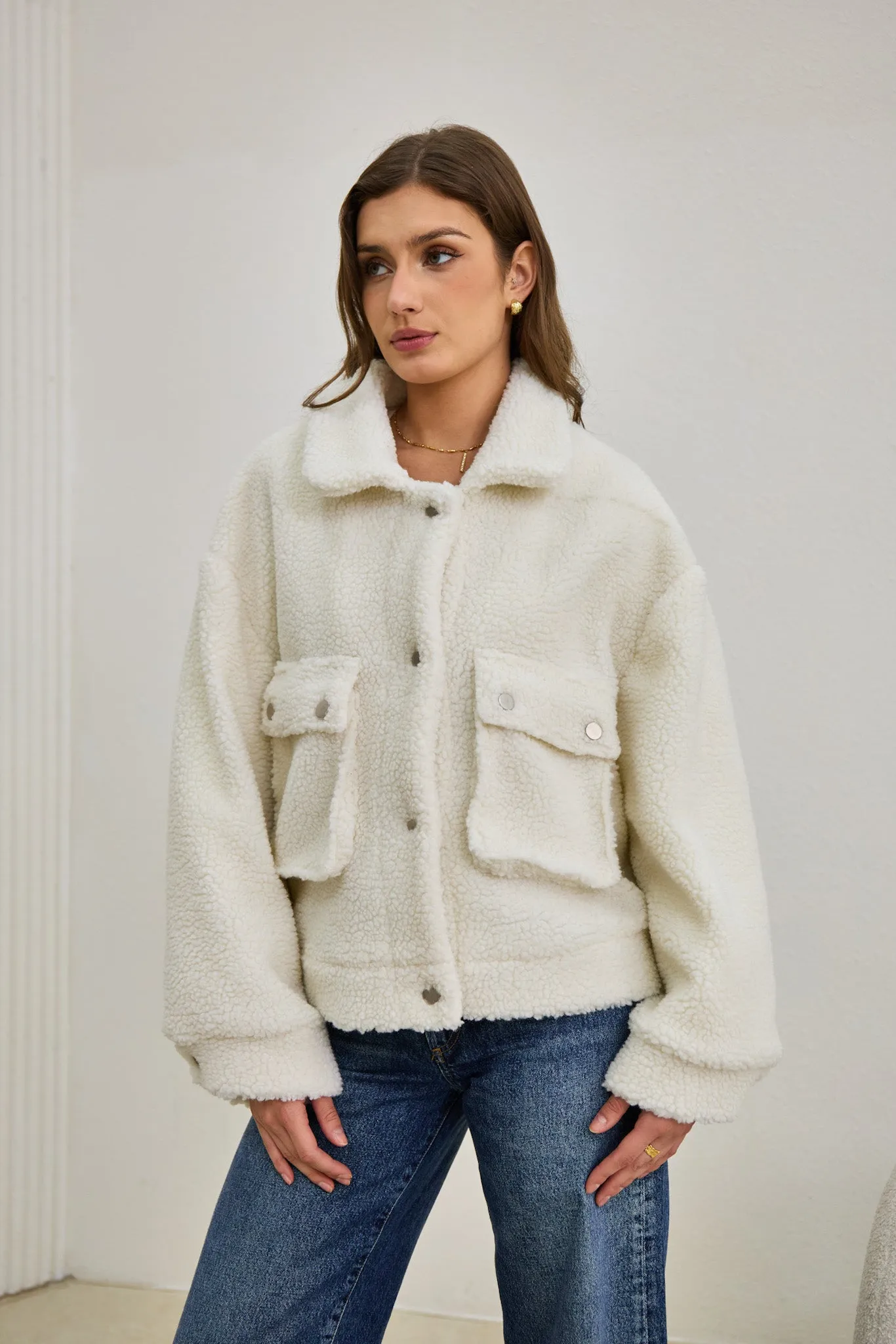 Kyla Off White Teddy Jacket