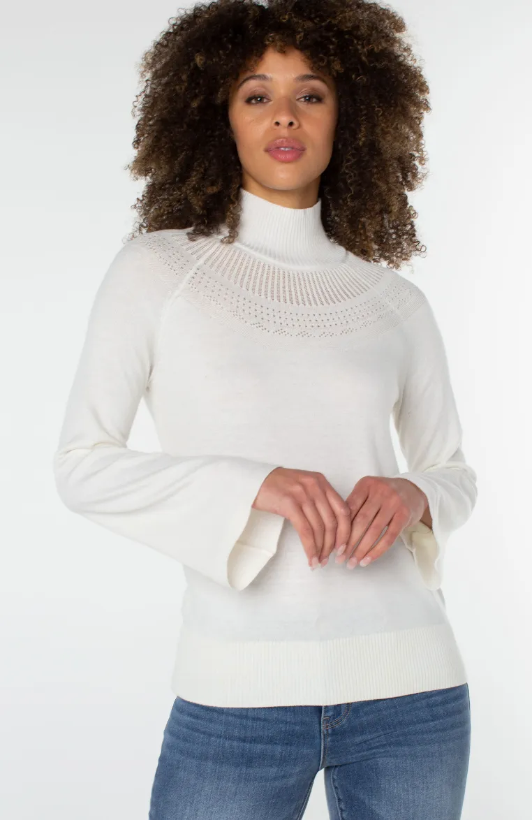 Long Sleeve Funnel Neck Sweater - Porcelain