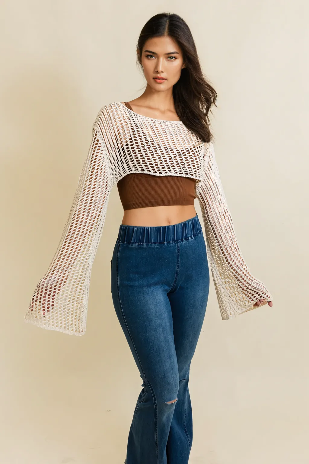 Loom Knitted Cropped Sweater