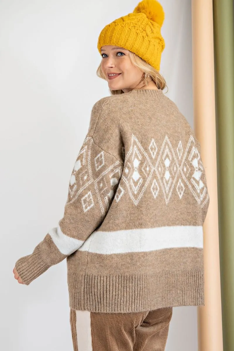 Loose fit tribal pattern sweater