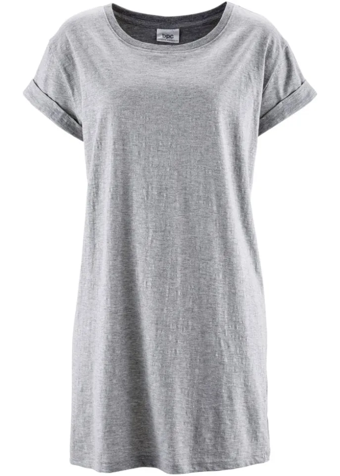 Loose long shirt with short sleeves Bpc Bonprix Collection, gray