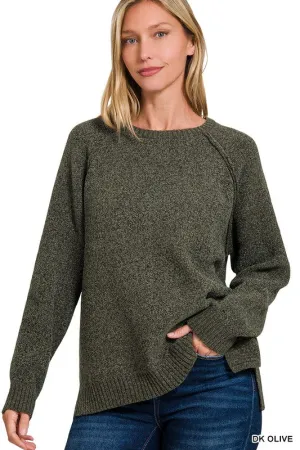 Make You Mine - Olive Chenille Raglan Sweater