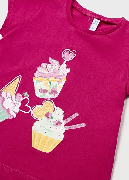 Mayoral Baby Girl Pink Cupcake Print T-Shirt