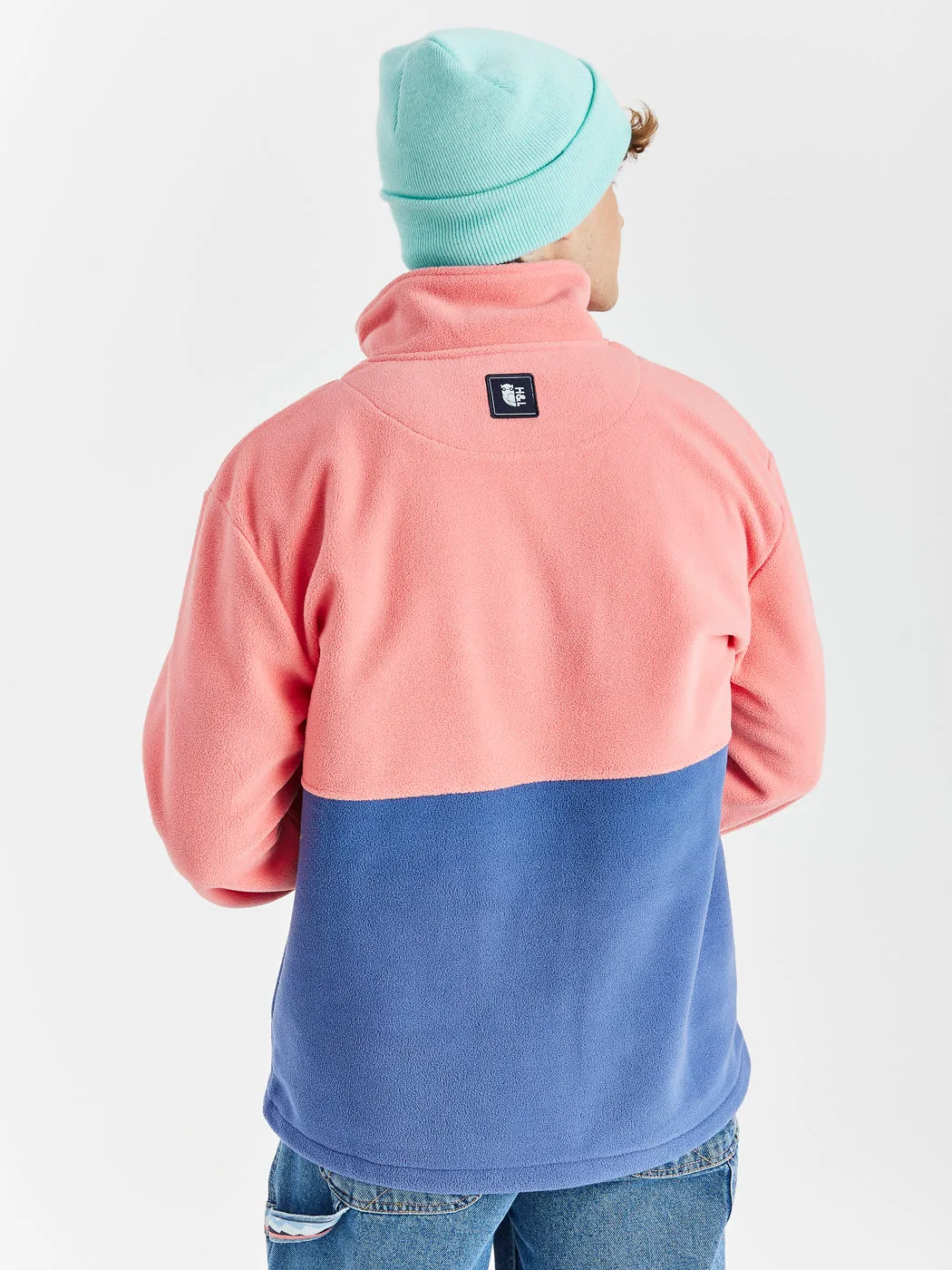 Mellow 1/4 Zip Fleece Bright Coral & Airforce