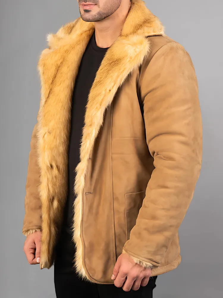 Men's Suede Jacket Warm Coats Male Outwear Winter