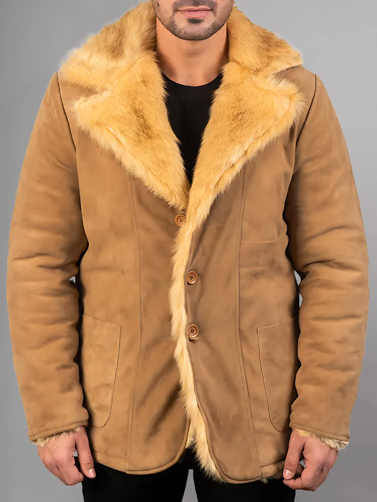 Men's Suede Jacket Warm Coats Male Outwear Winter