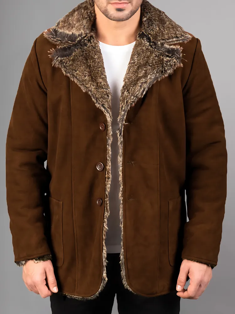 Men's Suede Jacket Warm Coats Male Outwear Winter