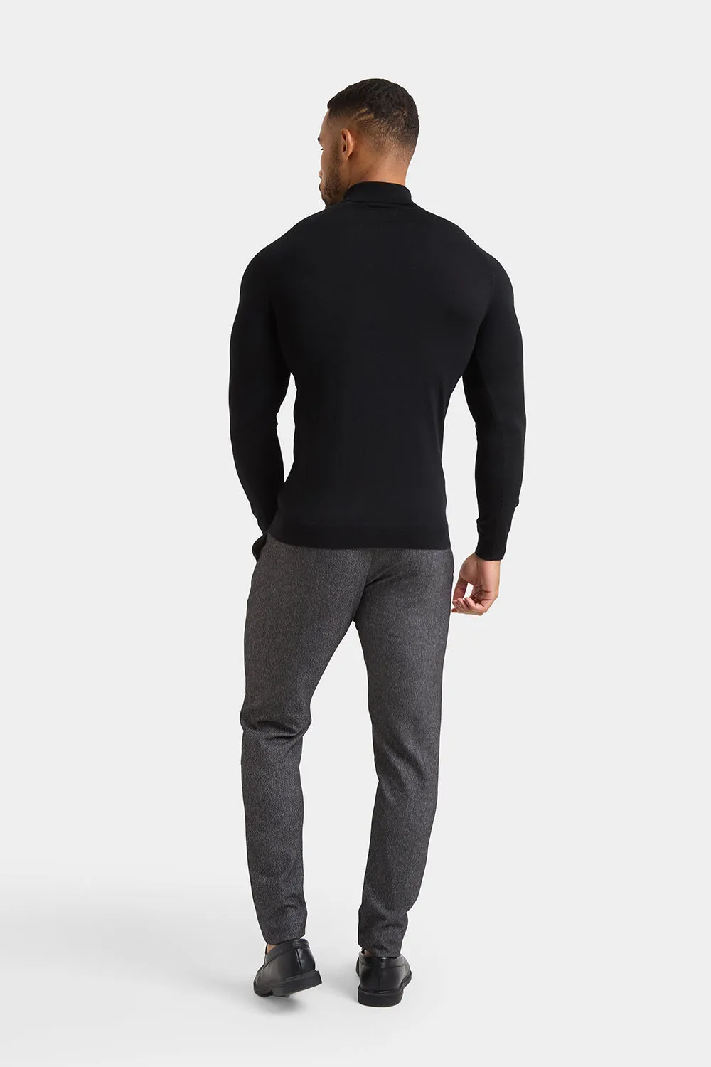 Merino Wool Roll Neck in Black