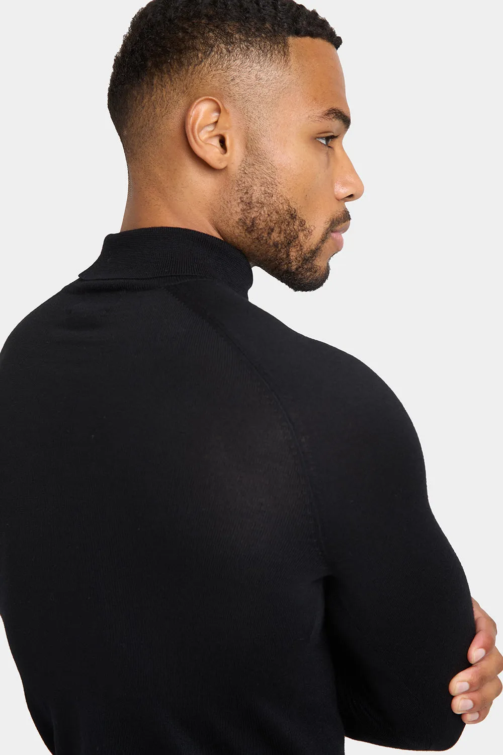 Merino Wool Roll Neck in Black