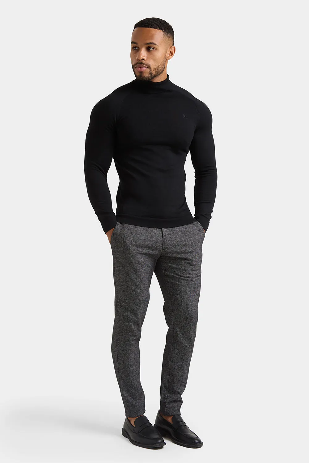 Merino Wool Roll Neck in Black