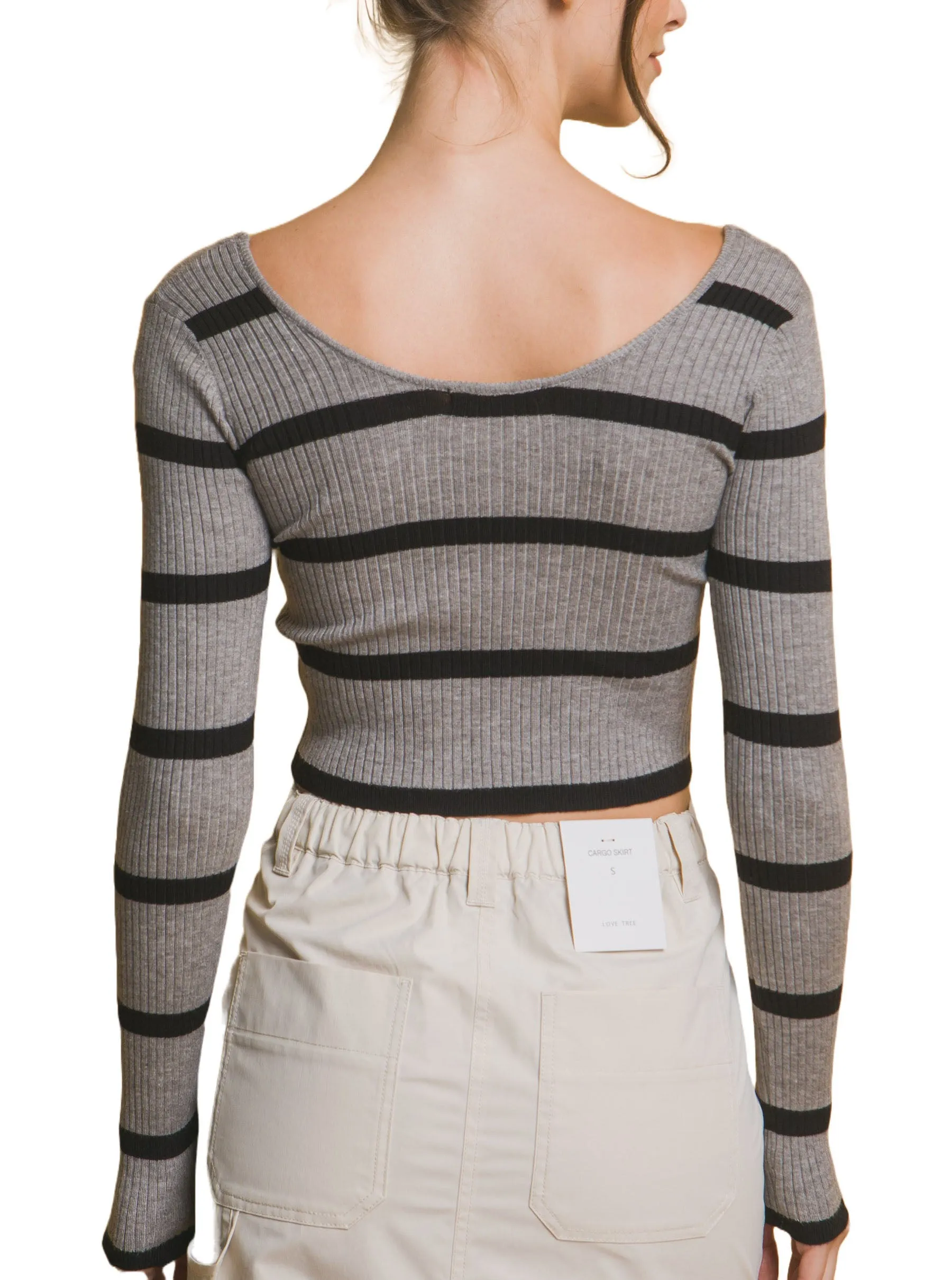 Moonbeam Crop Stripe Knit Top