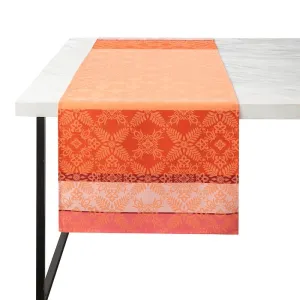 Mumbai orange cotton table runner by le jacquard français