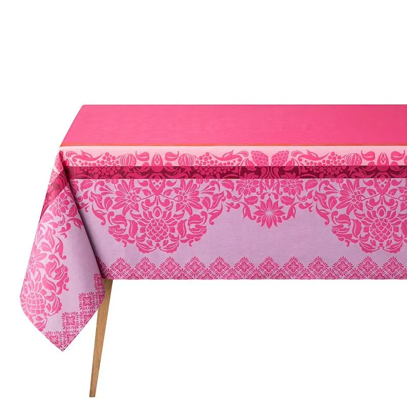 Mumbai pink coated tablecloth by le jacquard français