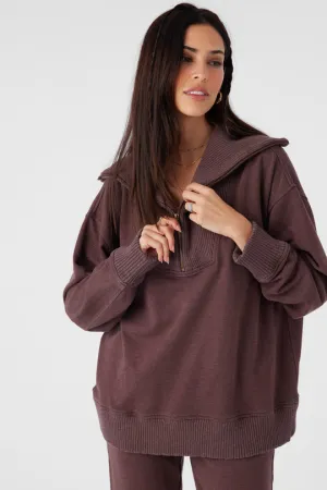 ONeill KARMA FRENCH TERRY HALF ZIP PULLOVER - CHOCOLATE