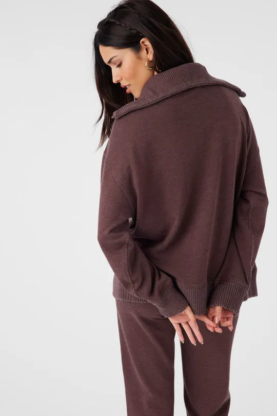 ONeill KARMA FRENCH TERRY HALF ZIP PULLOVER - CHOCOLATE