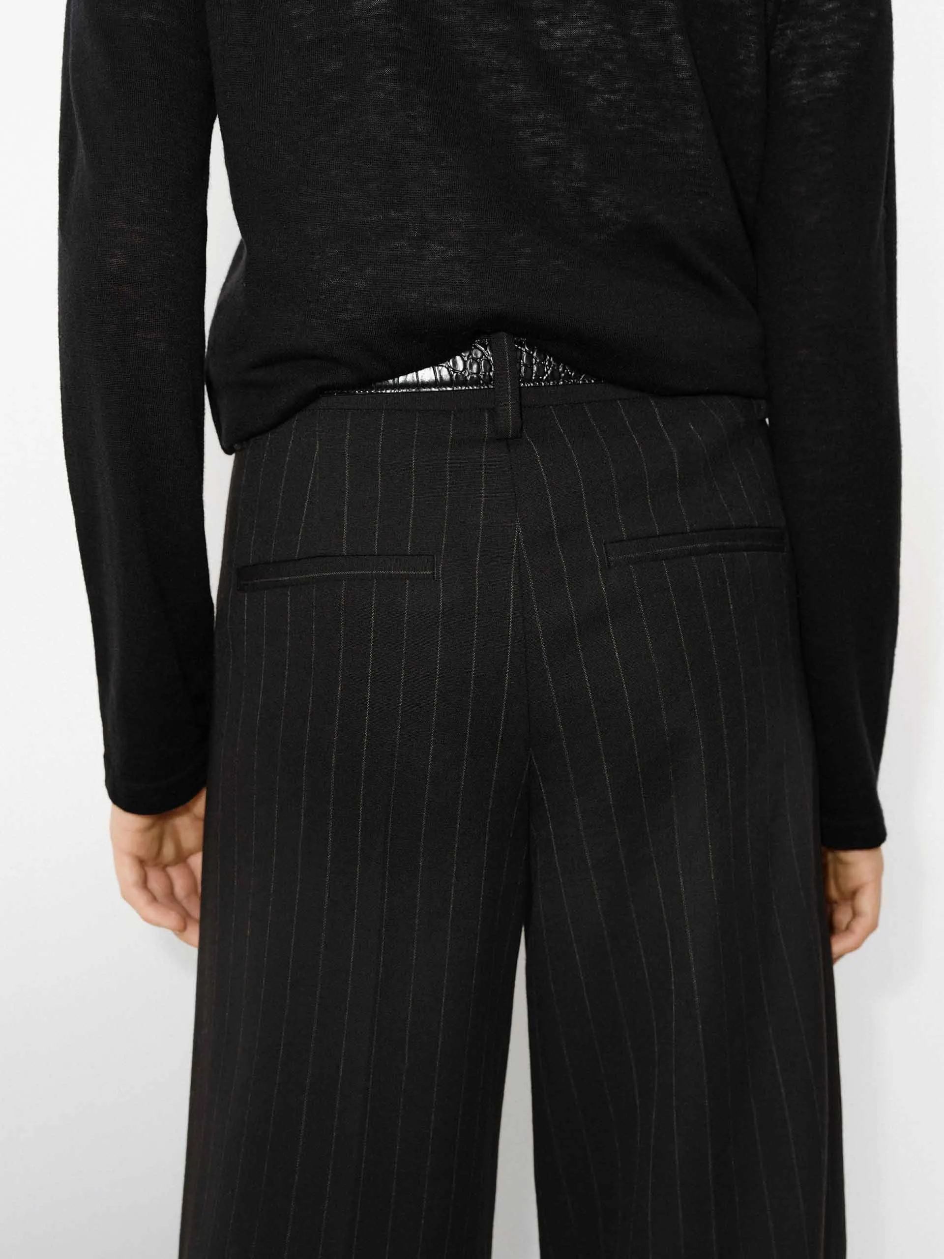 Pinstriped Wool Pants