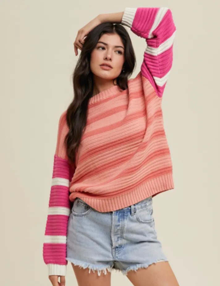 Pretty in Stripes Pink Sweater