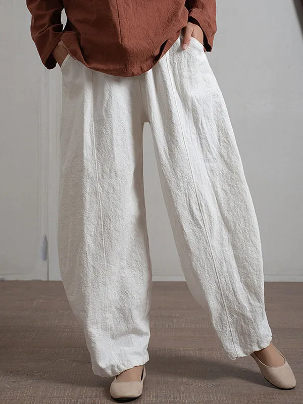 Simple High Waisted Solid Color Wide Leg Pants