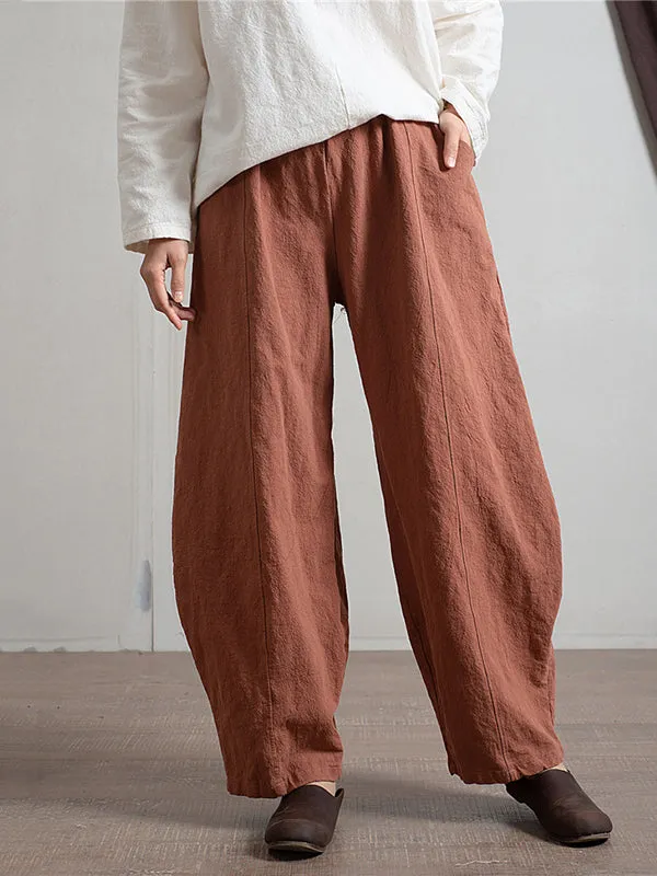 Simple High Waisted Solid Color Wide Leg Pants