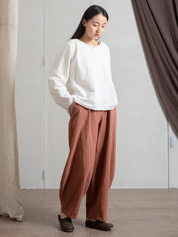 Simple High Waisted Solid Color Wide Leg Pants