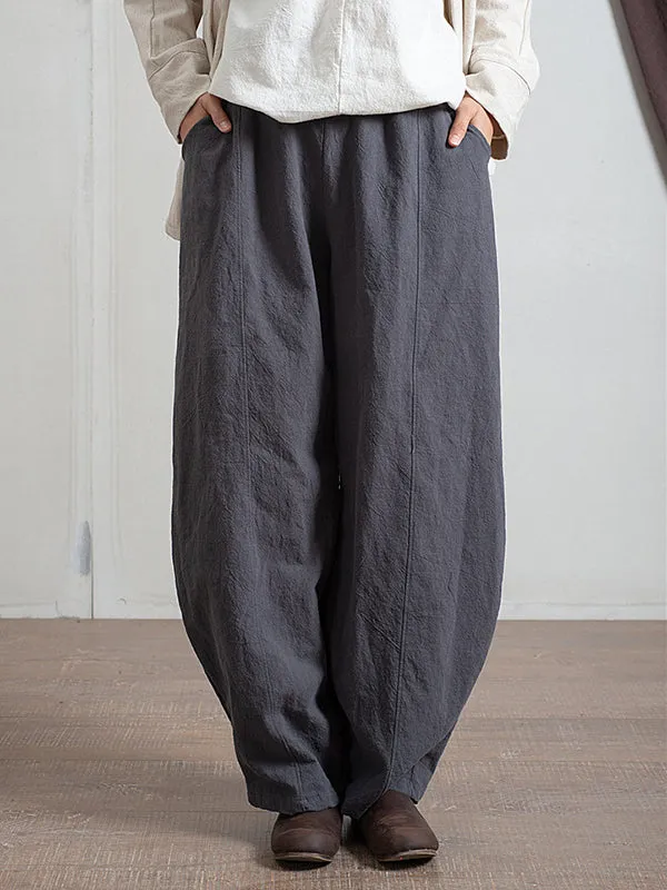 Simple High Waisted Solid Color Wide Leg Pants