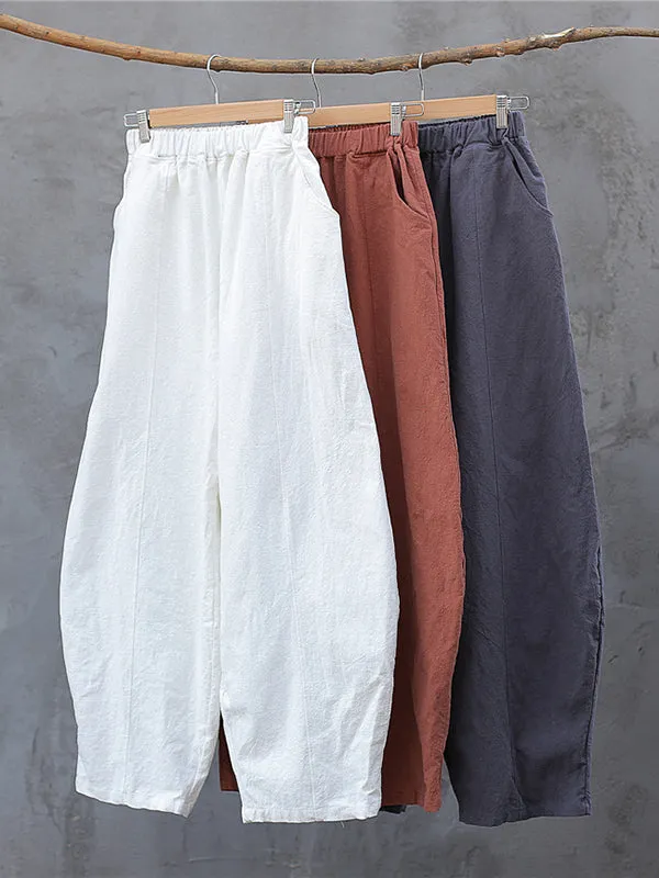 Simple High Waisted Solid Color Wide Leg Pants