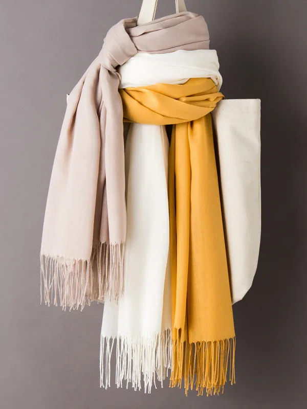 Simple Tasseled Solid Color Shawl&Scarf