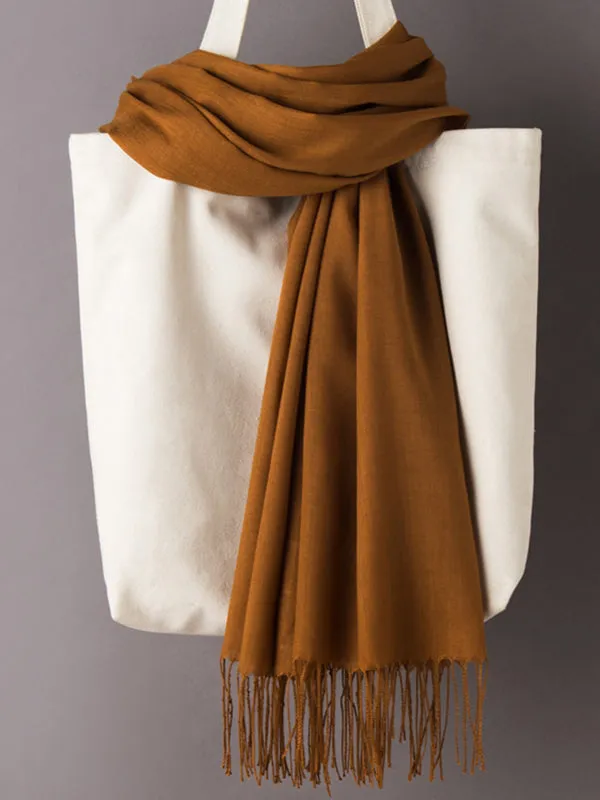 Simple Tasseled Solid Color Shawl&Scarf